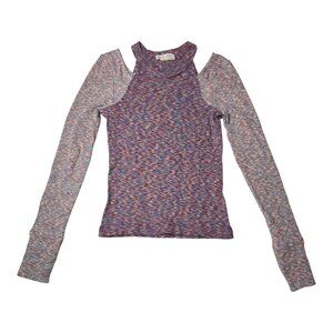 We The Free Out of Control Top Multicolor Pink Womens Small Boho Ribbed Knit